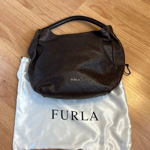 **Holiday Sale** Furla Hobo Ostrich Leather Purse Brown Sabbia